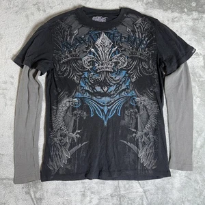 Camisa MMA Elite Para Hombres Talla L Negra En Capas Térmica Manga Larga Y2K Grunge Cross - Imagen 1 de 8