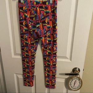 Justice Girls’ Size 10 Bright Retro 80s Leggings Multicolor Pink Yellow Black - Picture 1 of 7