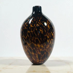 Vaso leopardato con guscio di tartaruga in vetro artistico soffiato a mano 13 in ambra alta - Foto 1 di 12