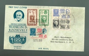 MEXICO  FDC  FRANKLIN D ROOSEVELT   Special Issue    1947    SC OTT #920/24 - Picture 1 of 2