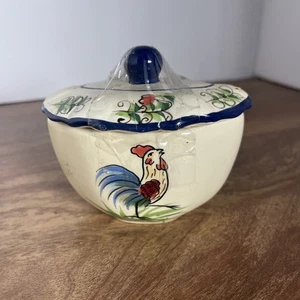 Crackerfass französisches Landhaus Hahn bedeckt Zuckerdose mit Deckel - Bild 1 von 4