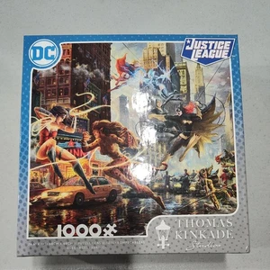DC Justice League Thomas Kinkade 1000 Piece Puzzle 2019 Ceaco New Sealed - Picture 1 of 3