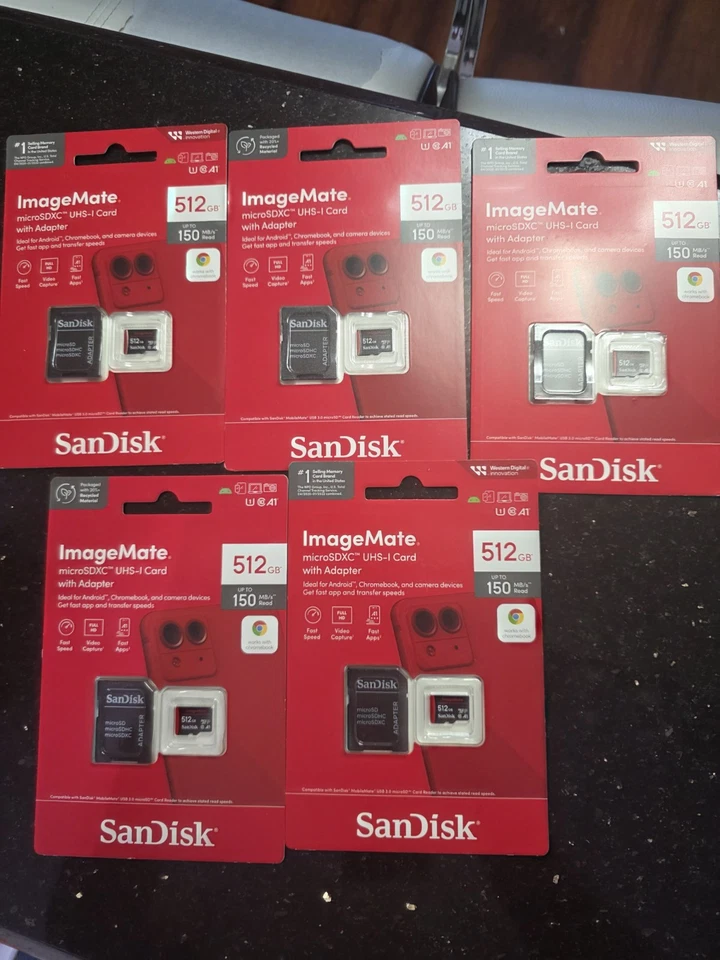 5 Cards Sandisk imagemate  512gb MicroSDXC UHS -1 with ADAPTER-*New - Image 1 of 1