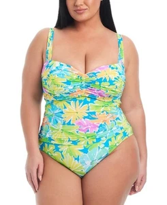 Bleu by Rod Beattie Plus Size Shirred Bandeau Swimsuit 22W - Picture 1 of 1