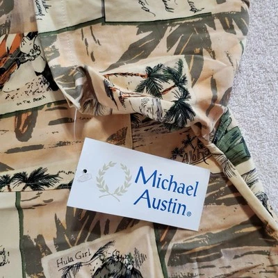 Michael Austin Hawaiian Shirt Mens XL NWT Hula Girl Beach Button Up - Image 1 of 4