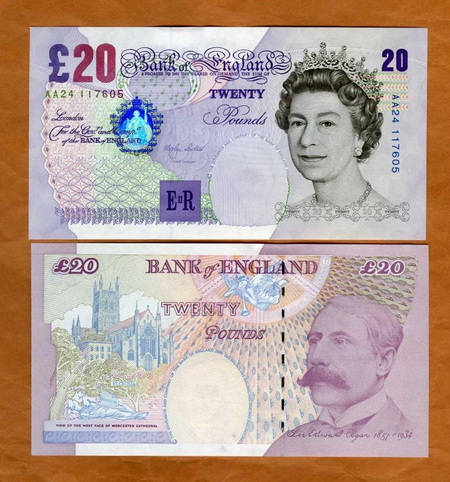 Great Britain, 20 pounds, 1999, P-390a QEII, AA-Prefix UNC - Image 1 of 1