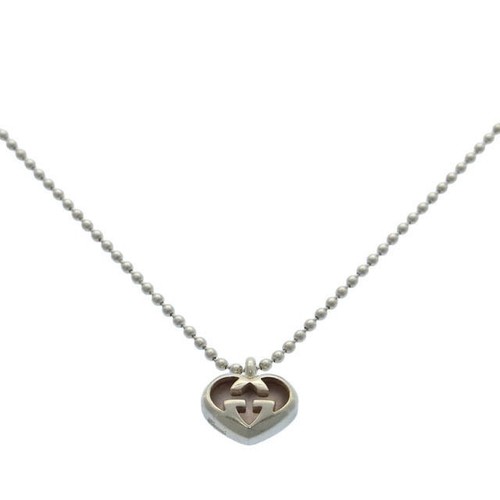 Collana Gucci Marca Outlet Articolo Estivo Argento Doppio G Cuore F376
