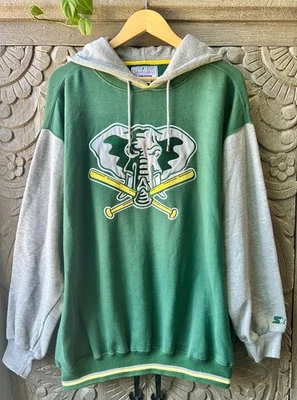 VINTAGE STARTER OAKLAND A’S ATHLETICS SWEATER LARGE HOODIE PULLOVER - Image 1 of 4