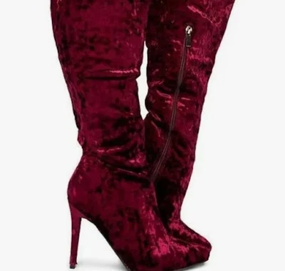 Anne Michelle Dedicate  Over the Knee Boot 'Burgundy' Womens Size 8 - Image 1 of 4