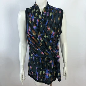 Cabi Flaunt Chiffon Faux Wrap Medium Pullover Top Blouse All Over Print 3077 - Picture 1 of 11