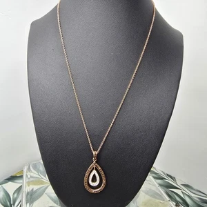 Collana a goccia marrone ovale cristallo Swarovski pendente cioccolato rosa - Foto 1 di 5