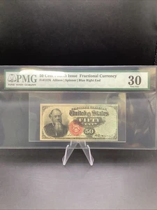 50 Cent FR#1376 Bruchteil Währung 4. Ausgabe Schein PMG SS 30 blau rechtes Ende - Bild 1 von 6