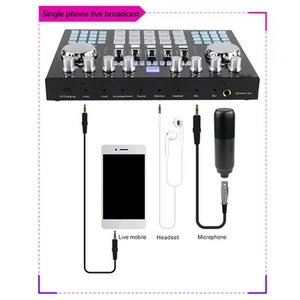 Live Sound Card Large Knob BT 5.0 Noise Reduction HiFi Mini Sound Mixer W CB - Afbeelding 1 van 24