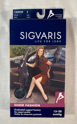 SIGVARIS Pantimedias Transparente Moda Negro Soporte Graduado Medias 15-20 mmHg C Foto 1 de 2