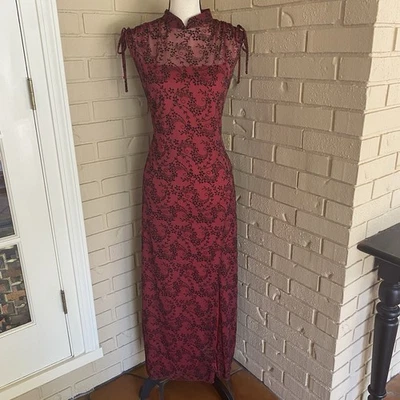 Vestido Maxi Grunge Vintage Años 90 Malla Rojo Baile de graduación Gótico Vampiro Whismygoth Terciopelo 10 Foto 1 de 4