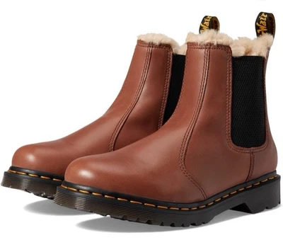 Dr. Martens LEONORE 2976 Women's Faux Fur Lined Chelsea Boots - Brown - US 7 - Image 1 of 4