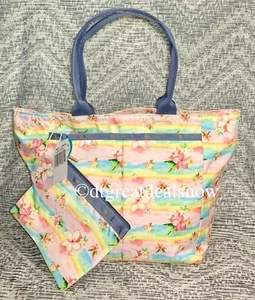 LeSportsac Everygirl Tote Hawaii Plumeria Rainbow 7891 K879 Lightweight Beach - Picture 1 of 10