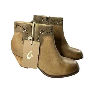 NWT OLUKAI HO'OHILU LEATHER Heeled Boots Women's 7 - Picture 1 of 9