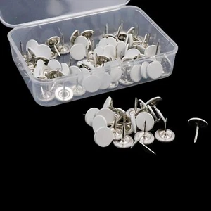 100PCS Upholstery Tacks Flat White Furniture Nails Thumb Pins DIY Decorative - Picture 1 of 5