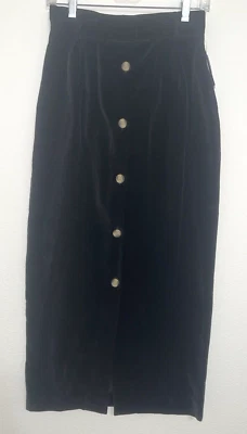 Black Straight Skirt Cambridge Country Dry Goods Vintage Velveteen Maxi SZ 6 NWT - Image 1 of 4