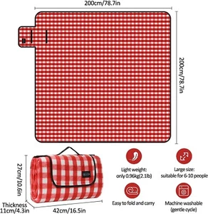 Verdickte XL Picknickdecke tragbar, 200 x 200 cm wasserdicht Camping Picknick Matte - Bild 1 von 9