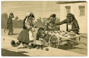 Boulanger Cats Tucks Buying Mice in Monkeyland 1905 - Picture 1 of 2