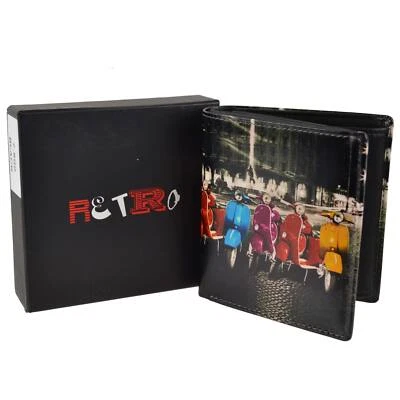 Mens Tri-Fold Coin & Card Wallet by Golunski Leather Retro Vespa Scooter - Image 1 of 4