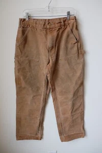 Carhartt B01 BRN USA MADE Double Knee Loose Jean 33X30 Distressed Brown Fade - Picture 1 of 6