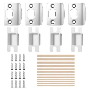 4 Sets Door Lock Strike Plate with Spacer Shim Door Latch Strike Plate Standa... - Picture 1 of 7