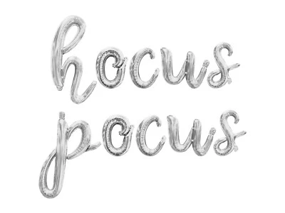 HOCUS POCUS Estandarte Globo Letra Cursiva - Decoraciones de Suministros para Fiesta de Halloween Foto 1 de 4