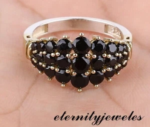 Adorable 3CT Black Onyx Round Cut Wedding Engagement Band Ring 14K White Gold FN - Picture 1 of 7