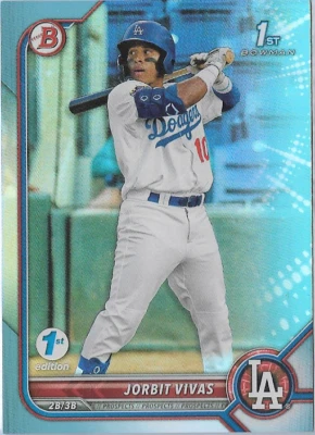 Jorbit Vivas Sky Blue Foil #BPPF-24 2022 Bowman 1st Edition LA Dodgers - Image 1 of 2