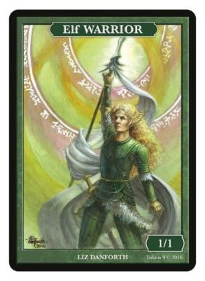 Elf Warrior Token Artist Liz Danforth. MTG Magic Token Givememana - Image 1 of 2