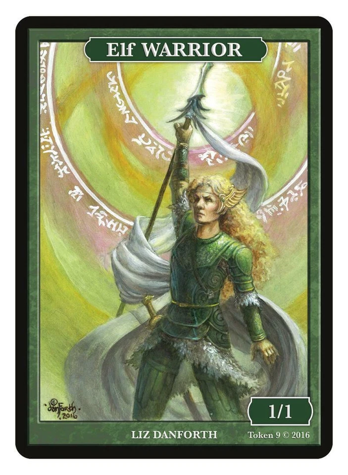 Elf Warrior Token Artist Liz Danforth. MTG Magic Token Givememana - Image 1 of 2