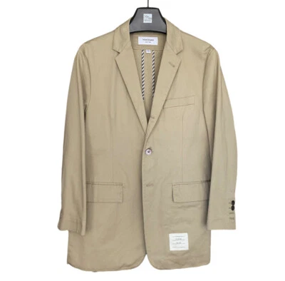 Nueva Chaqueta Blazer Deportiva Thom Browne Beige Algodón Talla 2 Manga Corta Sin Forro Foto 1 de 4