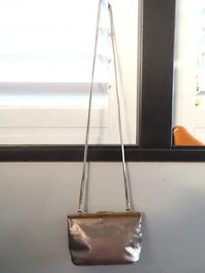Stevens Melbourne ladies silver Metallic Leather evening bag w/gold Hw. Lovely - Picture 1 of 8