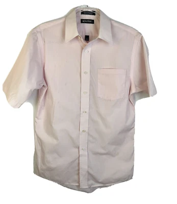Camisa Puritan manga corta abotonada para hombre pequeña 14,5 rosa trabajo sin arrugas Foto 1 de 4