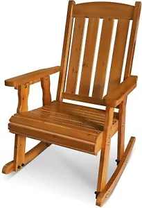 Heavy Duty Wooden Patio Rocking Chair - 600 LBS Capacity for Outdoor Backyard - Picture 1 of 8
