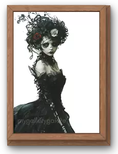 PÓSTER ESQUELETO DE BRUJA A4 arte de pared imprimible foto digital fondo AI arte A - Imagen 1 de 1