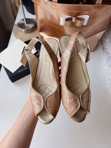 VANS Van Dal sandali donna con zeppa in sughero oro e timpano taglia UK 3 EUR 35 36