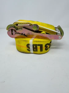 2" x 27' Ratchet Strap with Wire / Double J Hooks, 3,333 lbs, Yellow - Picture 1 of 4