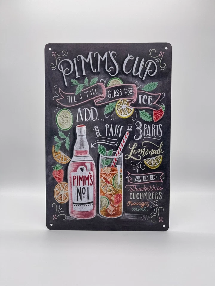Blechschild Cocktail Pimms Cup 20x30cm Nostalgie Retro Reklame Deko Geschenk Bar - Bild 1 von 1