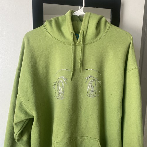 UNDERCOVER Felpa con cappuccio verde occhi anime strass cuore segreto.