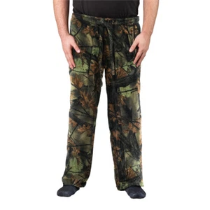 Men’s Open Bottom Sleep and Lounge Casual Plush Soft Coral Fleece Pajama Pants - Picture 1 of 8