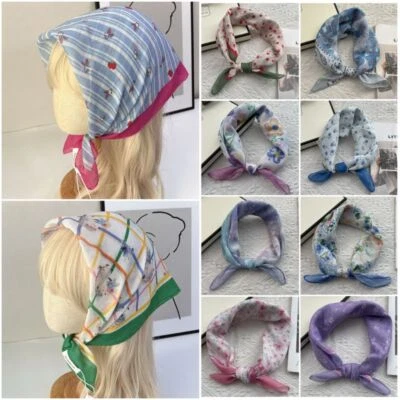 Floral Print Pattern Hair Scarf Double Sides Neckerchief Trendy Bandana Gift