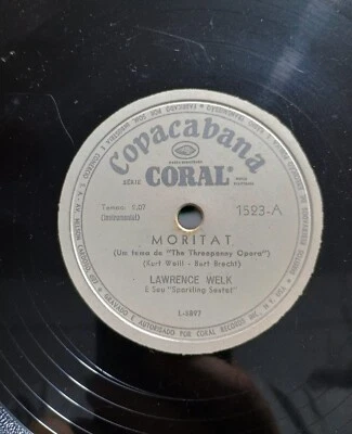 78 rpm LAWRENCE WELK Moritat/Stompin' at the Savoy CORAL Brazil RARE!!! - Image 1 of 2