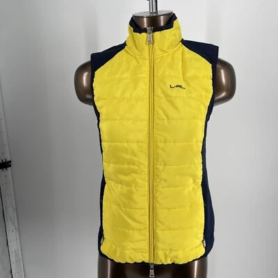 Lauren by Ralph Lauren Woman's Quilted Vest~Yellow And Navy Size S - Image 1 of 4