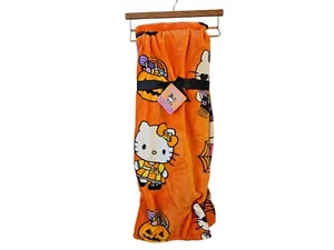 Set of 2 Hello Kitty Halloween Throw Blanket Soft Orange Pumpkin 60in x 70in - Picture 1 of 6