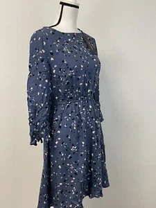 Mavi A Line Dress Womens Small Blue Wrap Polka Dot Fit Flare Long Sleeve N62 - Picture 1 of 11