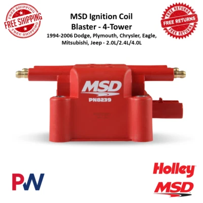 Bobina de encendido MSD Blaster 4 torres para Dodge, Plymouth, Jeep, Eagle, Mitsubishi Foto 1 de 4